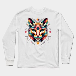 Faceted Feline - Geometric Cat Long Sleeve T-Shirt